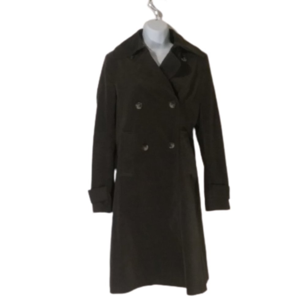 {Theory} Double Breasted Brown Trench Coat